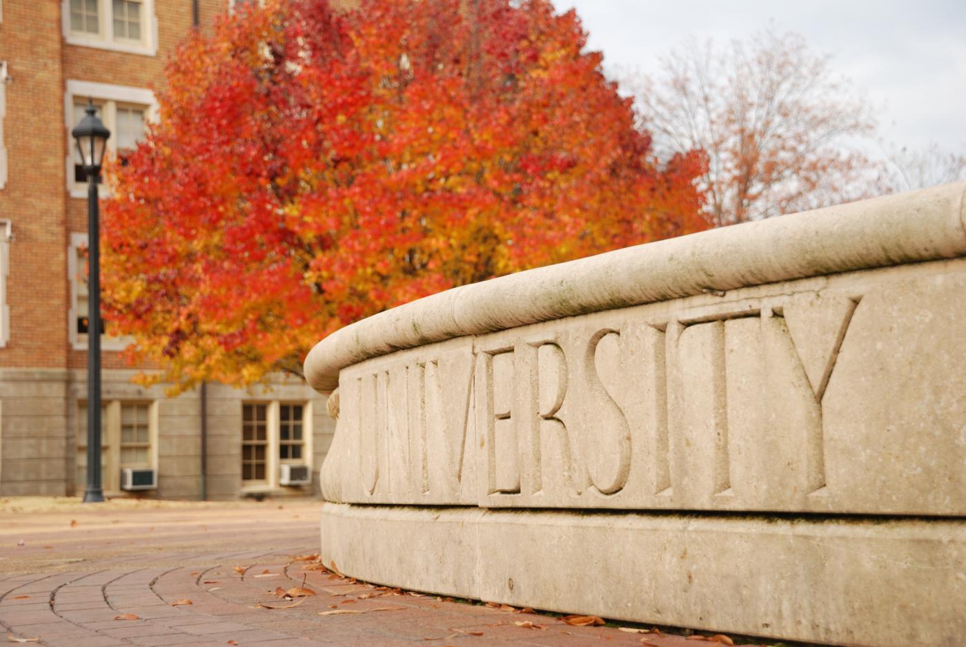 Exterior of university in the fall